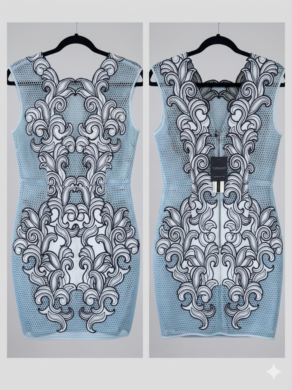 Topshop Mesh Dress with Baroque Appliqué